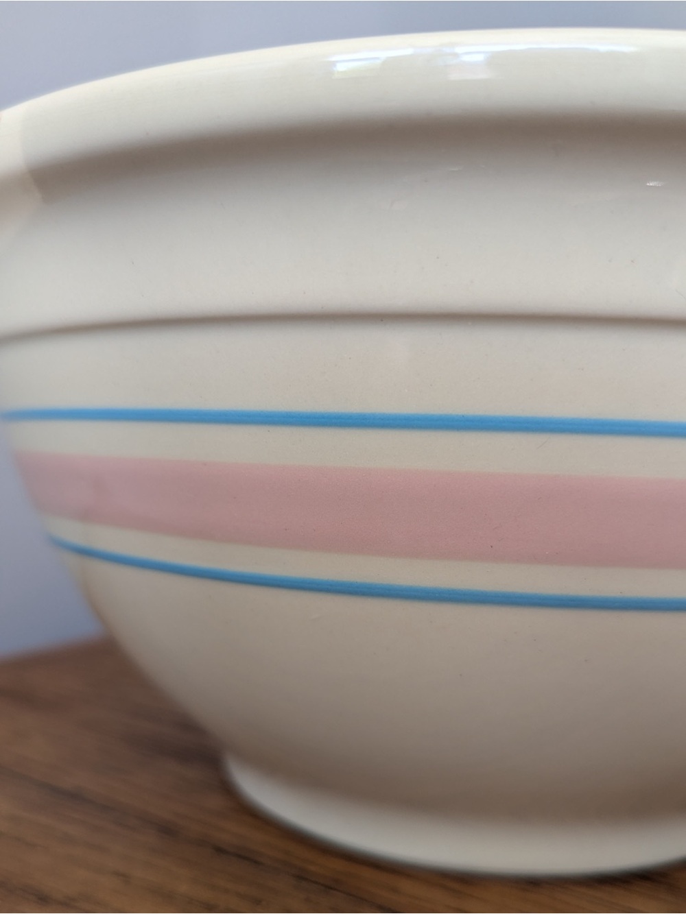 #10 Nesting Mixing Bowl - Vintage McCoy Pottery Oven Ware - Blue Pink Stripes - Picture 10 of 16